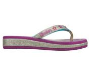 Skechers Girls Lights Sunshine Summer Glow Silver/Purple Flip Flops 10270L/SLPR